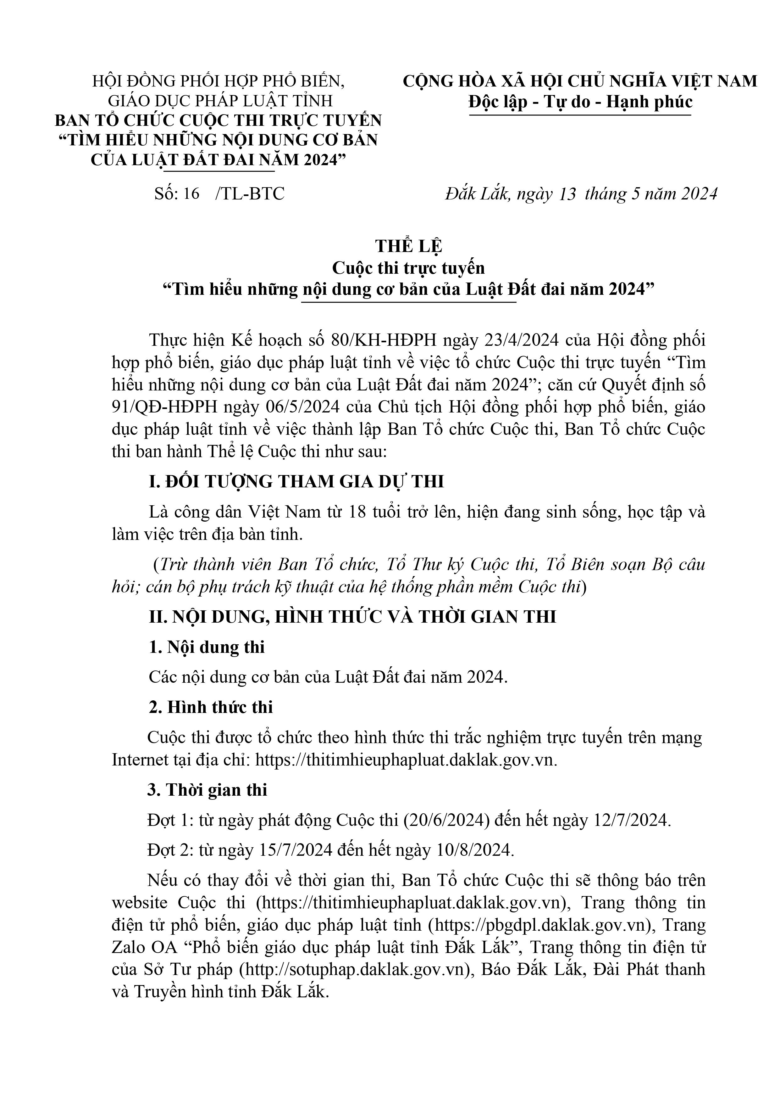 CUỘC THI TRỰC TUYẾN “TÌM HIỂU NHỮNG NỘI DUNG CƠ BẢN CỦA LUẬT ĐẤT ĐAI NĂM 2024”
